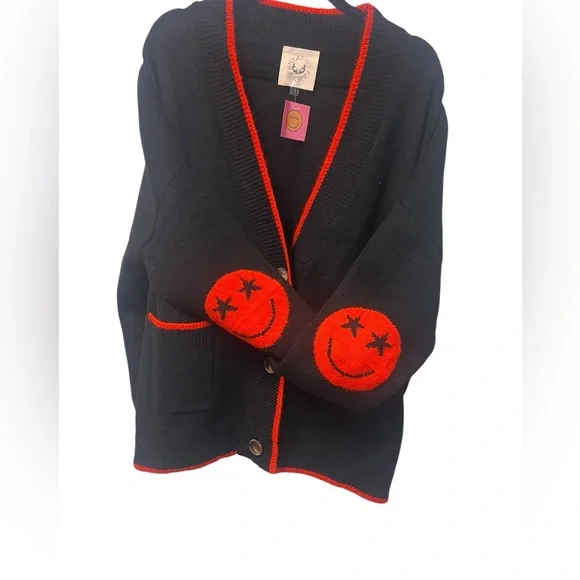 Fantastic Fawn Black Cardigan with Red Accents - Picture 3 of 8